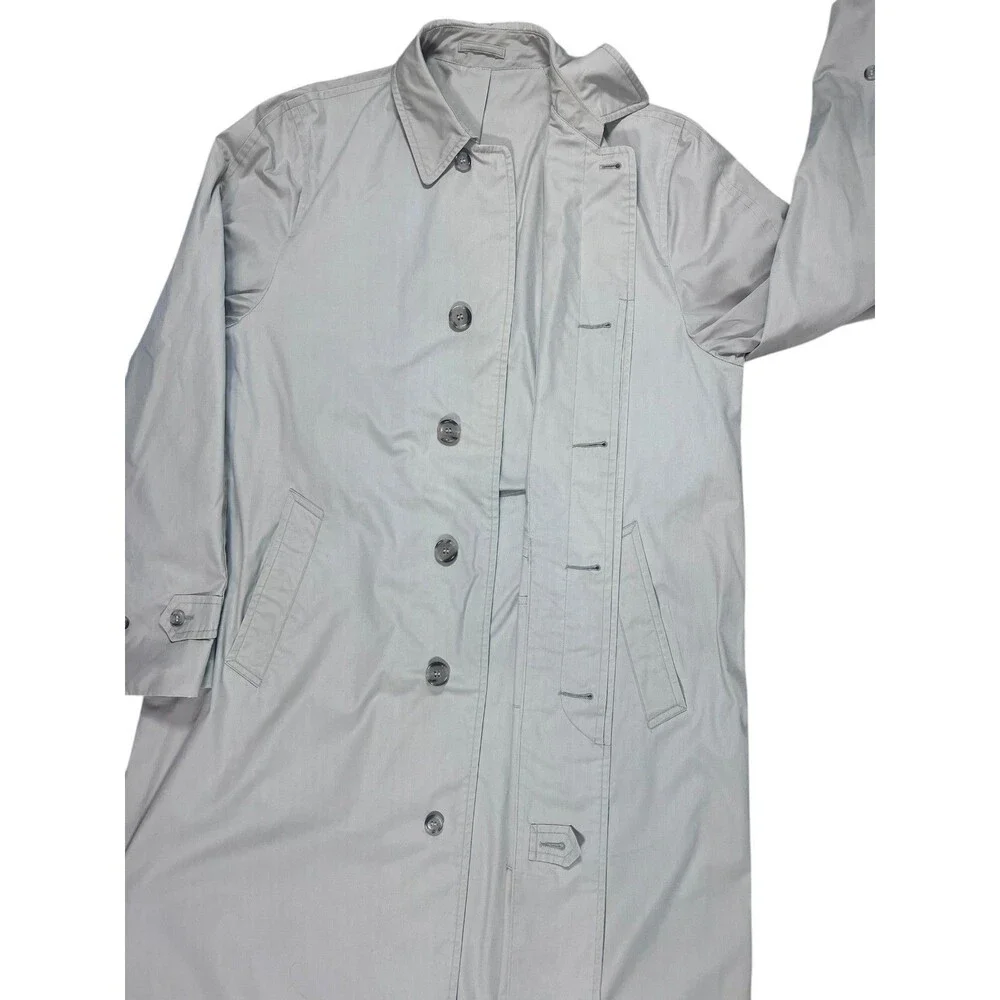 Vintage London Fog Trench Coat Mens 40 XL Long Beige Classic Minimal Overcoat
